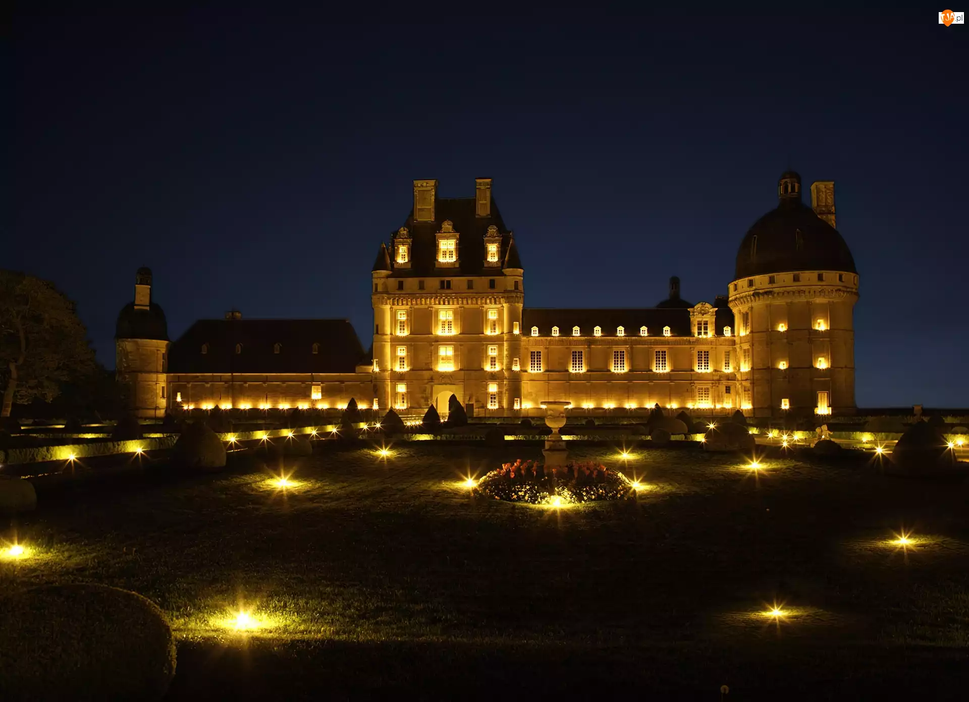 Noc, Zamek, Chateau De Valencay, Francja