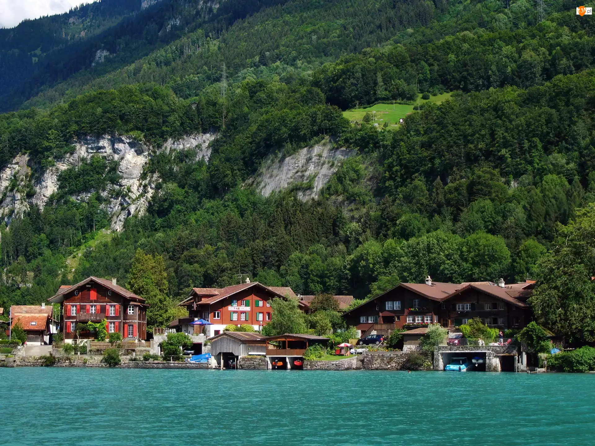 Szwajcaria, Góry, Domy, Jezioro
