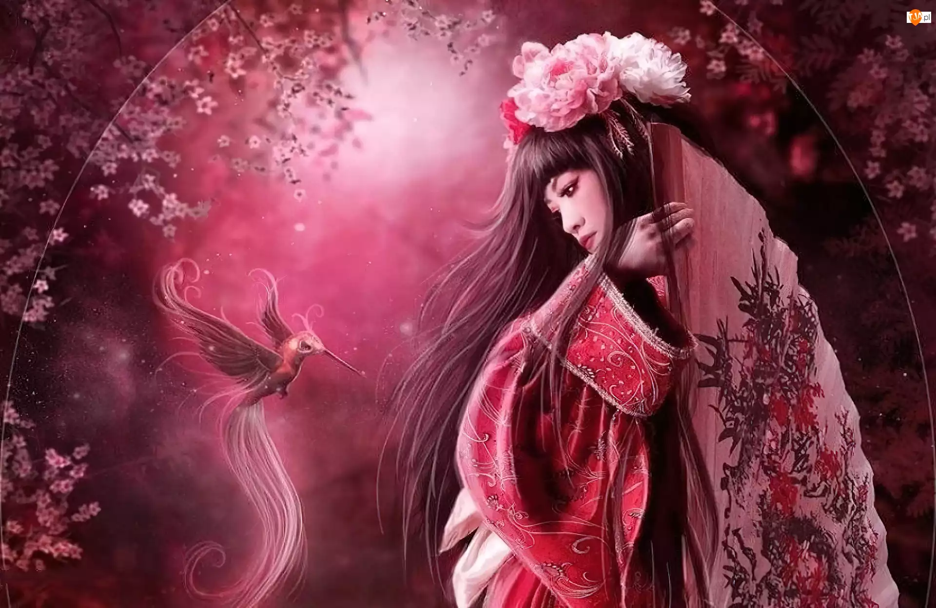 Ptak, Kobieta, Kimono