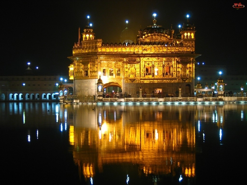 Golden Temple, Indie, Odbicie, Noc
