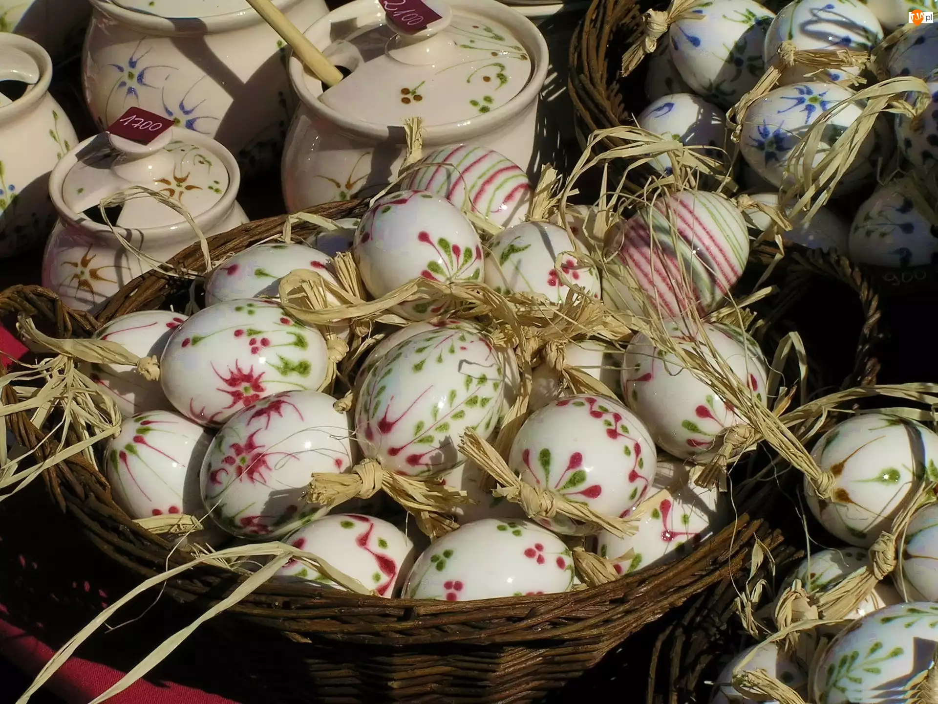 Koszyk, Wielkanocne, Porcelanowe, Jajka