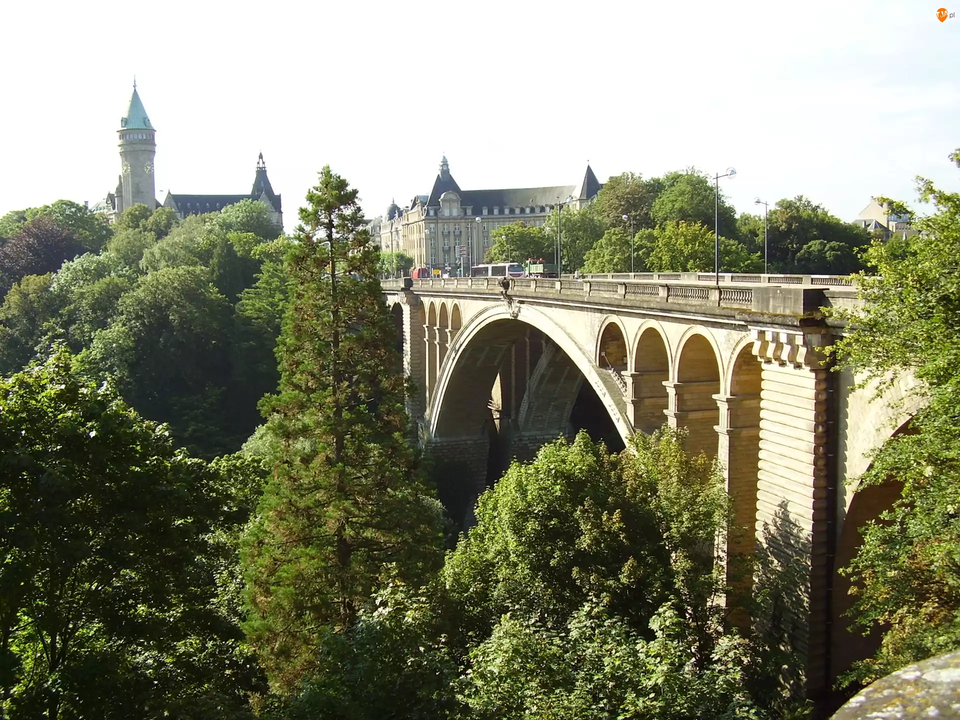 Zamek, Fragment, Luksemburg, Parku, Most, Pałac