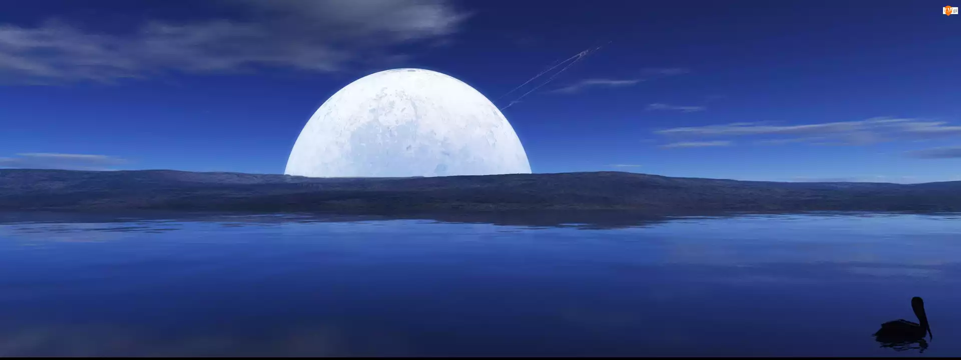 Księżyc, Jezioro, Zachodzący