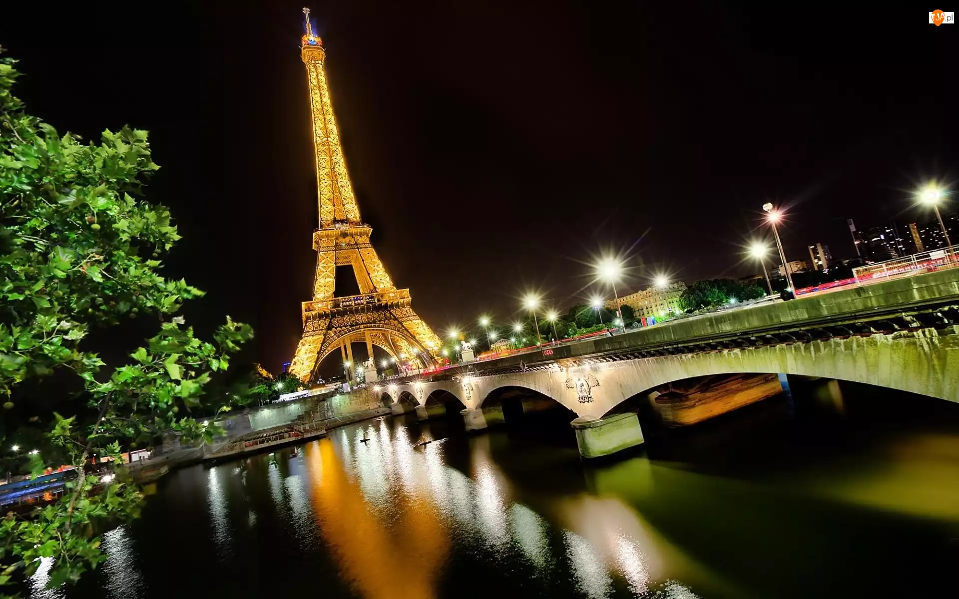 Paryż, Eiffla, Nocą, Wieża