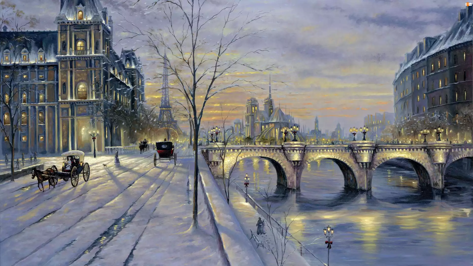 Obraz, Paryż, Zimą