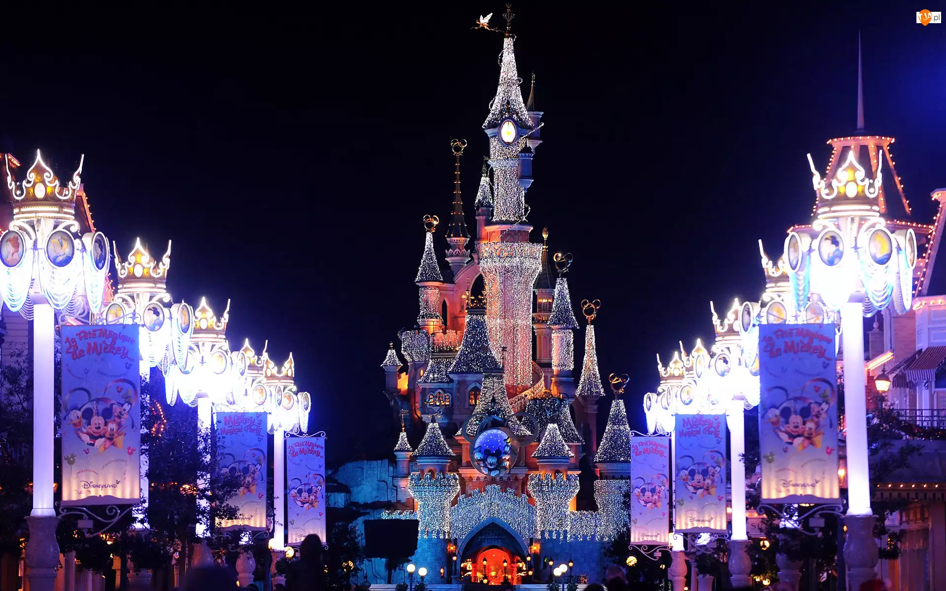 Zamek, Światła, Disneyland, Paryż