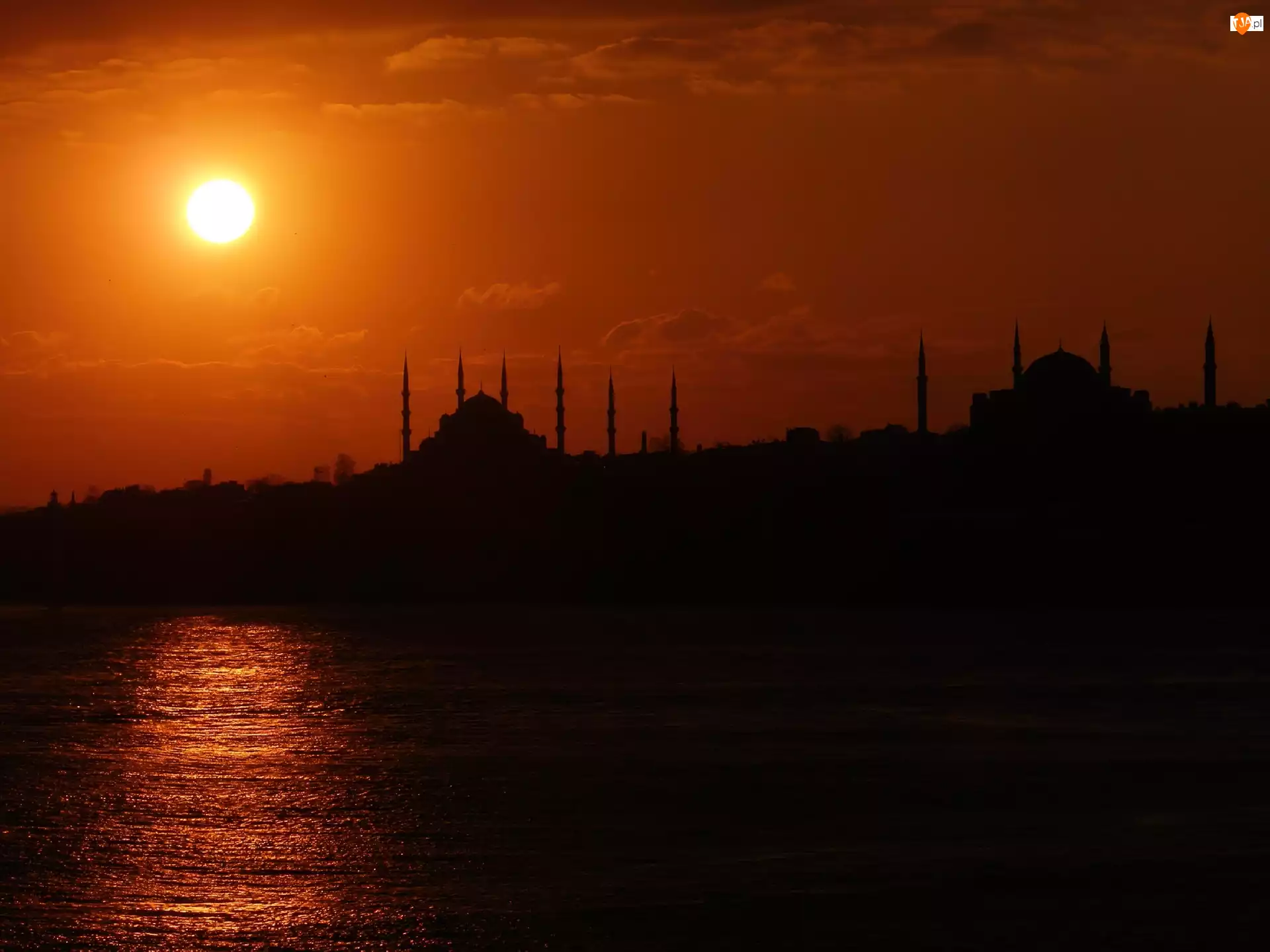 Zachód, Istambuł, Słońca, Turcja