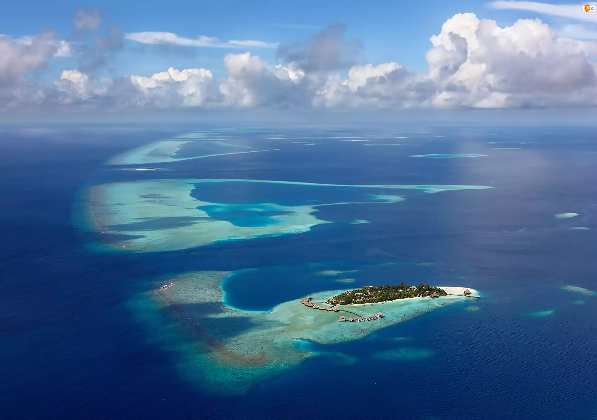 Malediwy, Niebo, Wyspa, Morze