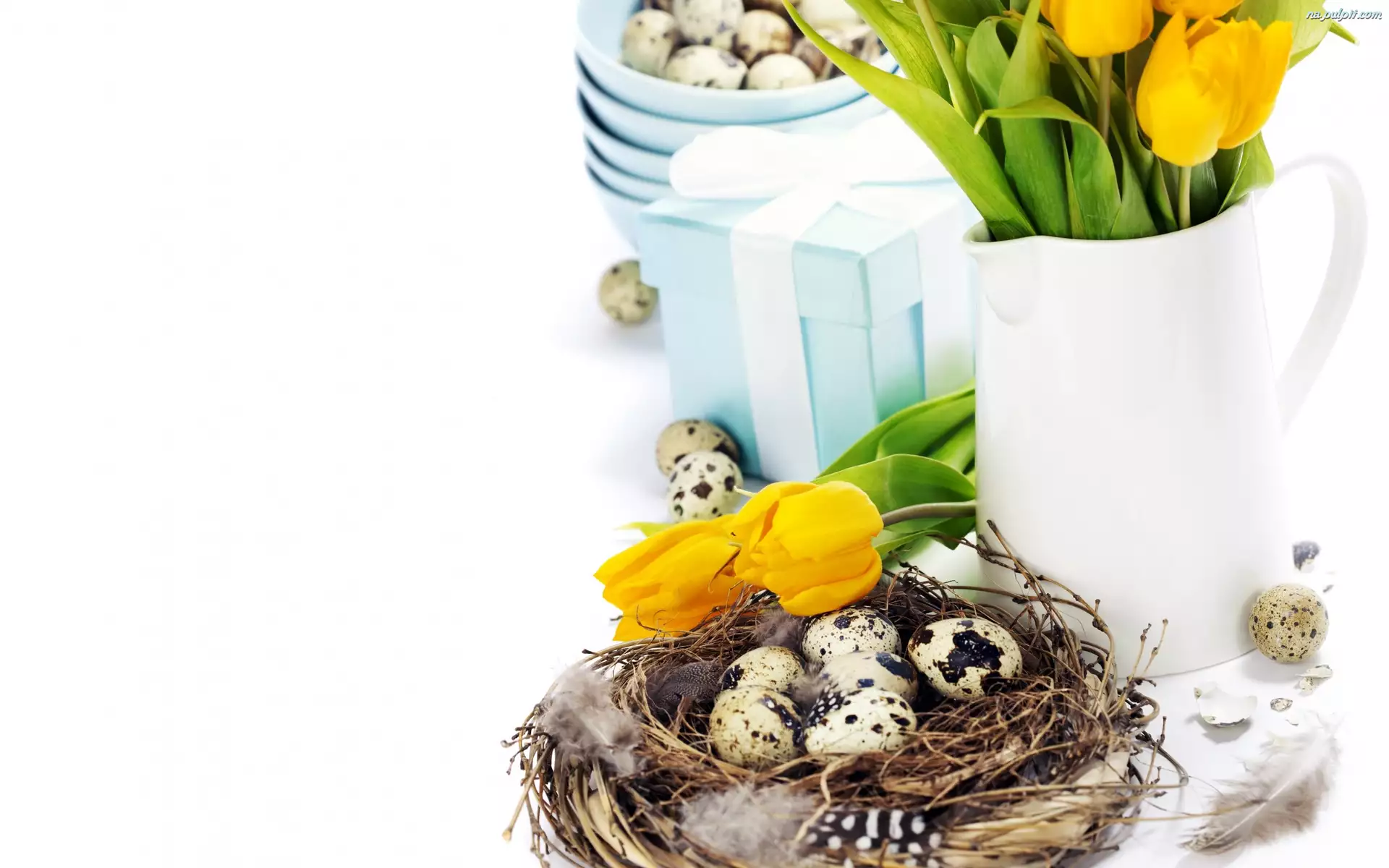 Jajeczka, Wielkanoc, Tulipany, Przepiórcze