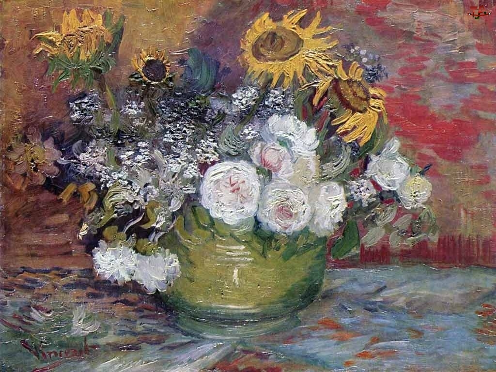 Kolorowe, Bukiet, Vincent van Gogh, Obraz, Kwiaty