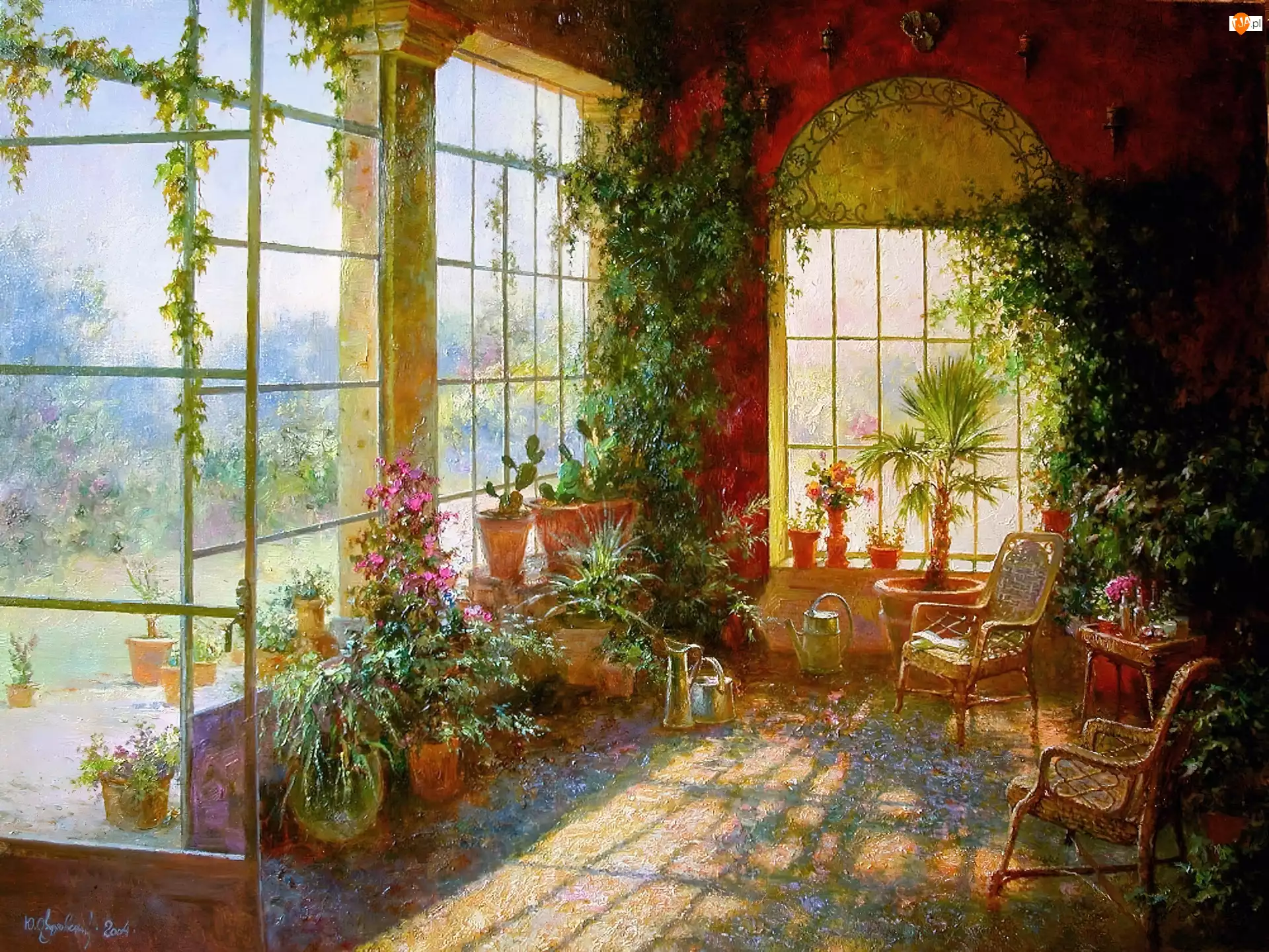 Obraz, Kwiaty, Wnętrze, Oranżeria