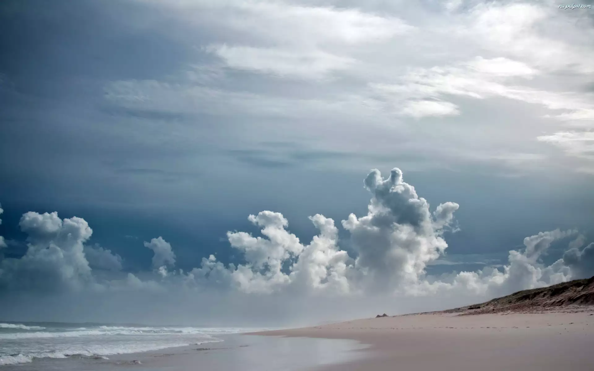 Morze, Chmury, Plaża