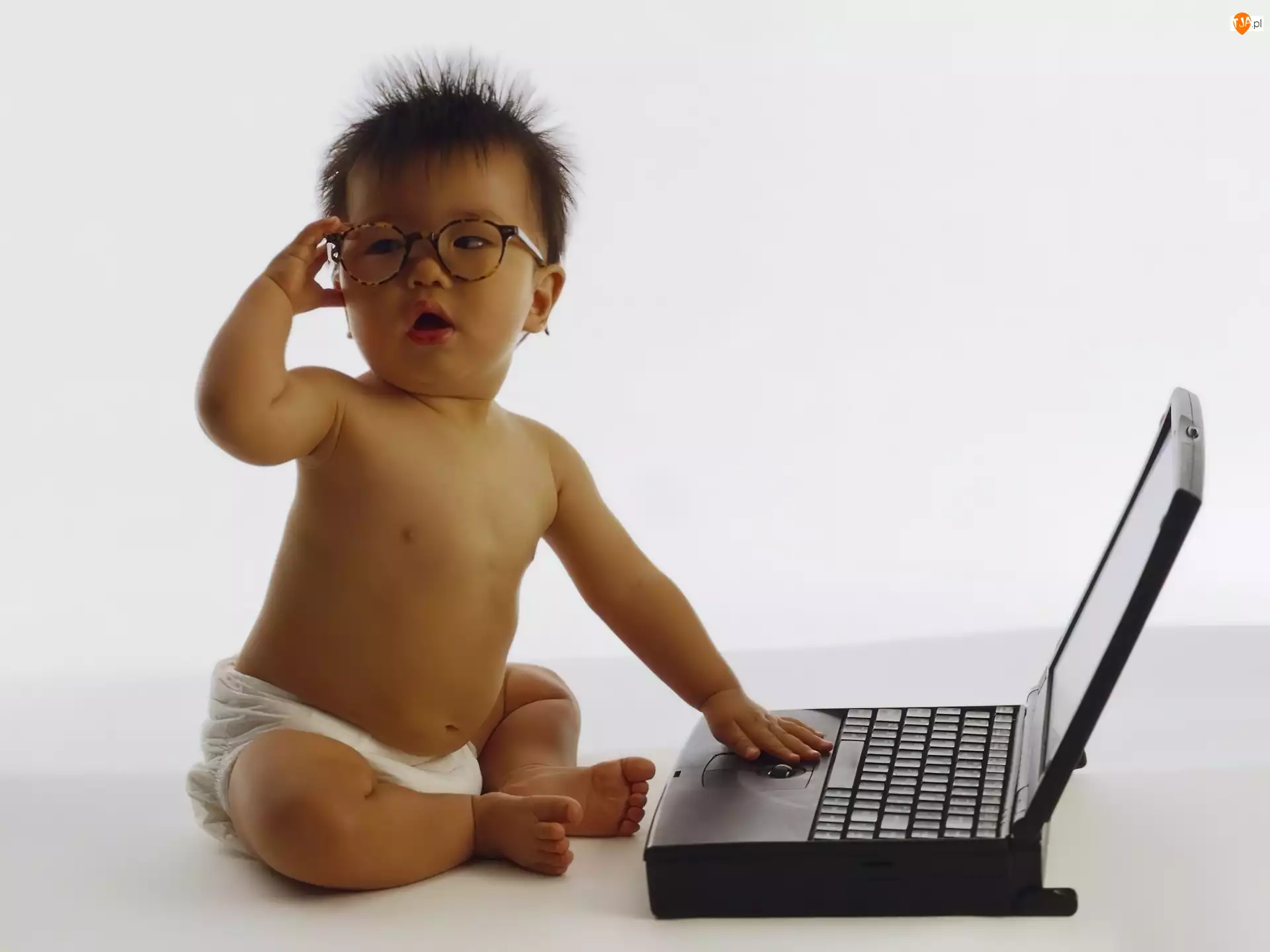 Laptop, Dziecko, Okulary