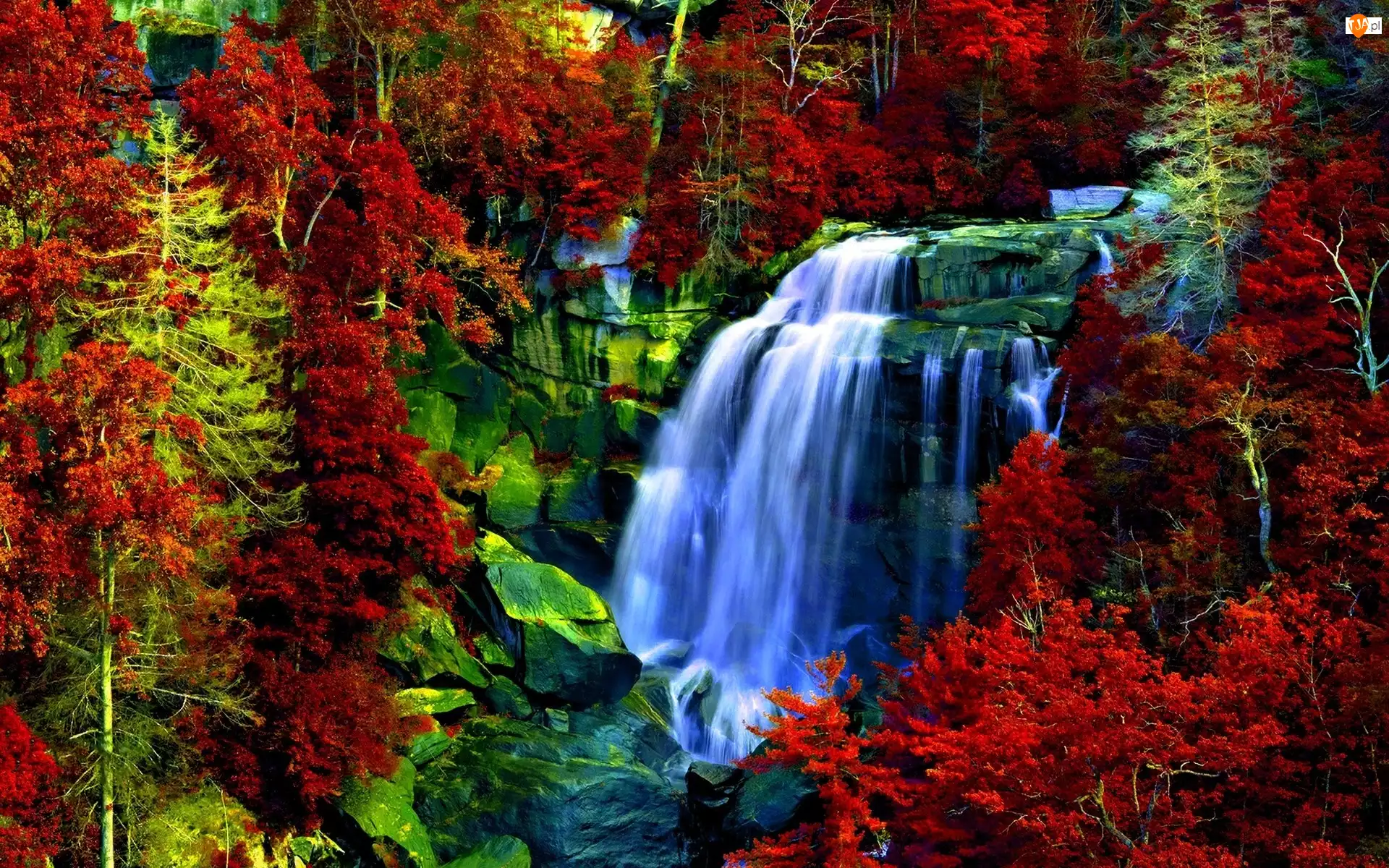 Wodospad, Kolorowe, Jesieni, Barwy, Rzeka