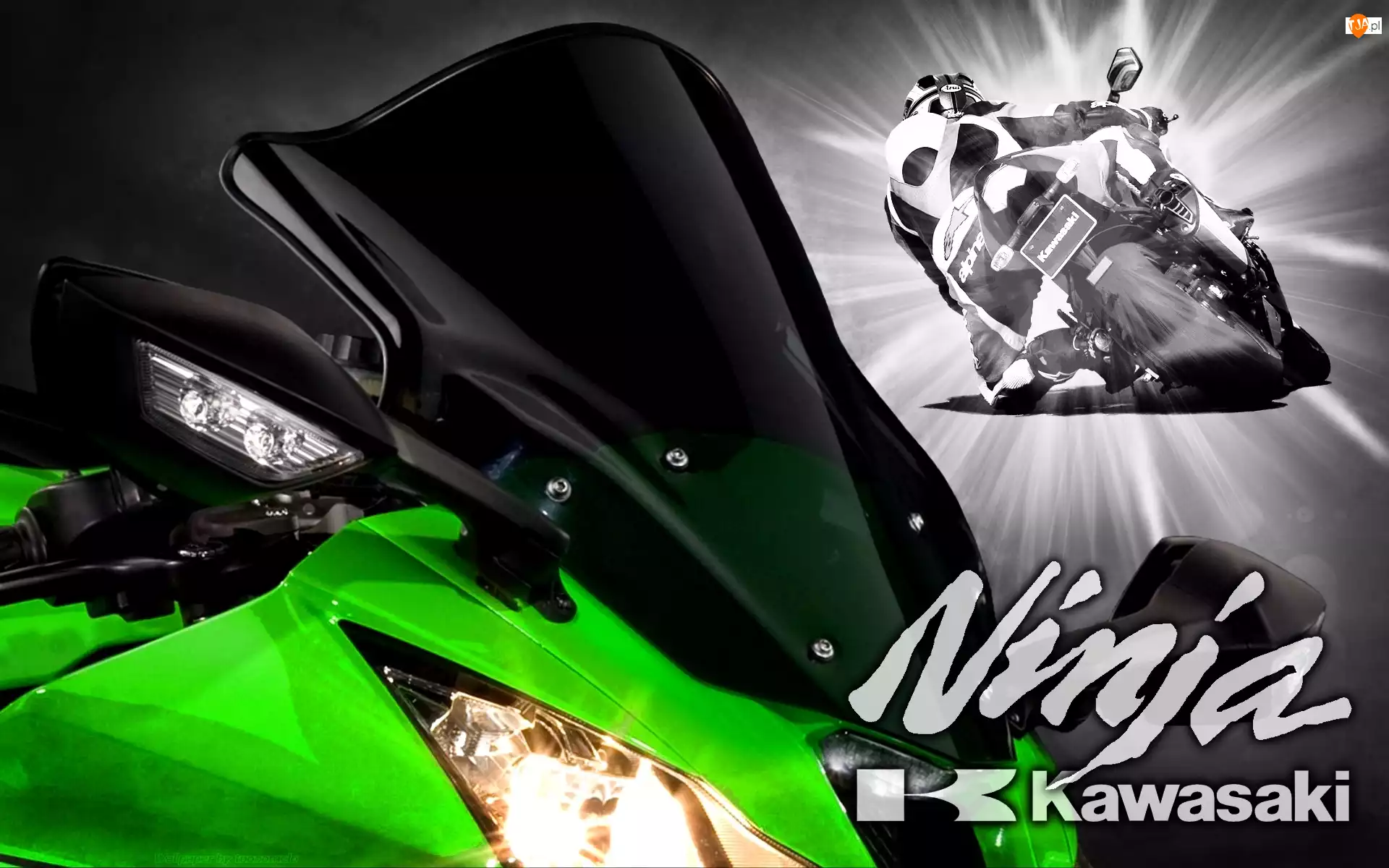 Motocyklista, Kawasaki ZX-10R Ninja, Zielony, Motocykl, Ścigacz