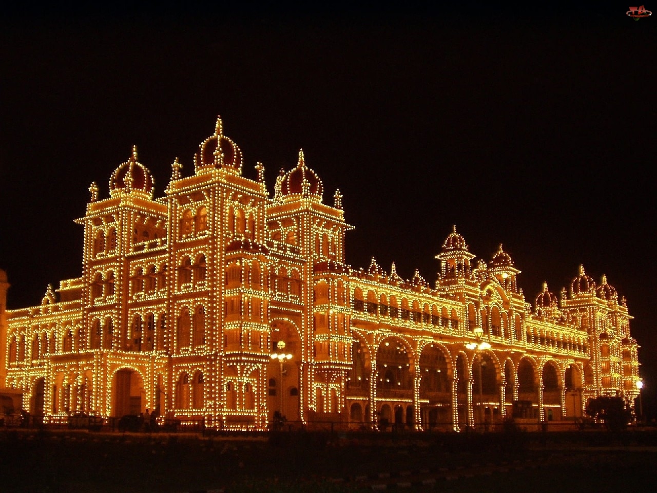 Światła, Mysore, Pałac, Indie