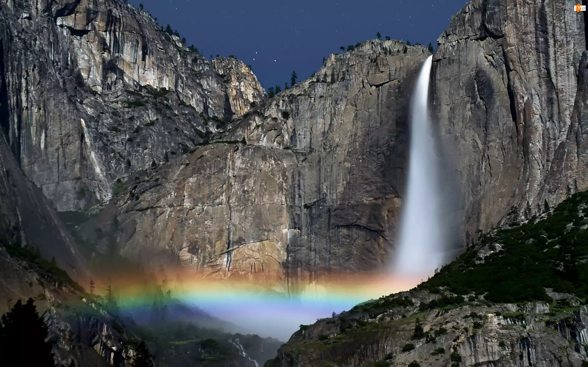 Park Narodowy Yosemite, Góry, Stany Zjednoczone, Tęcza, Stan Kalifornia, Wodospad Yosemite