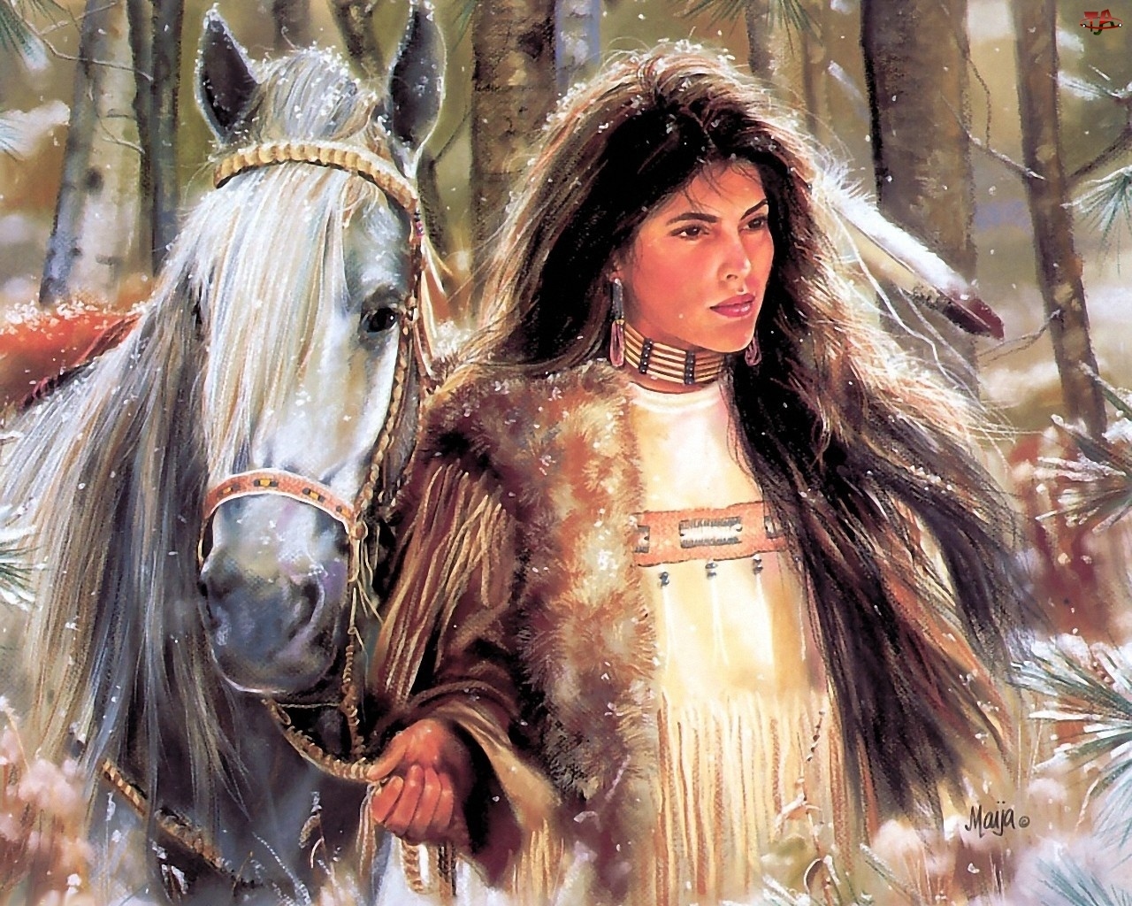 Koń, Dziewczyna, Indianka