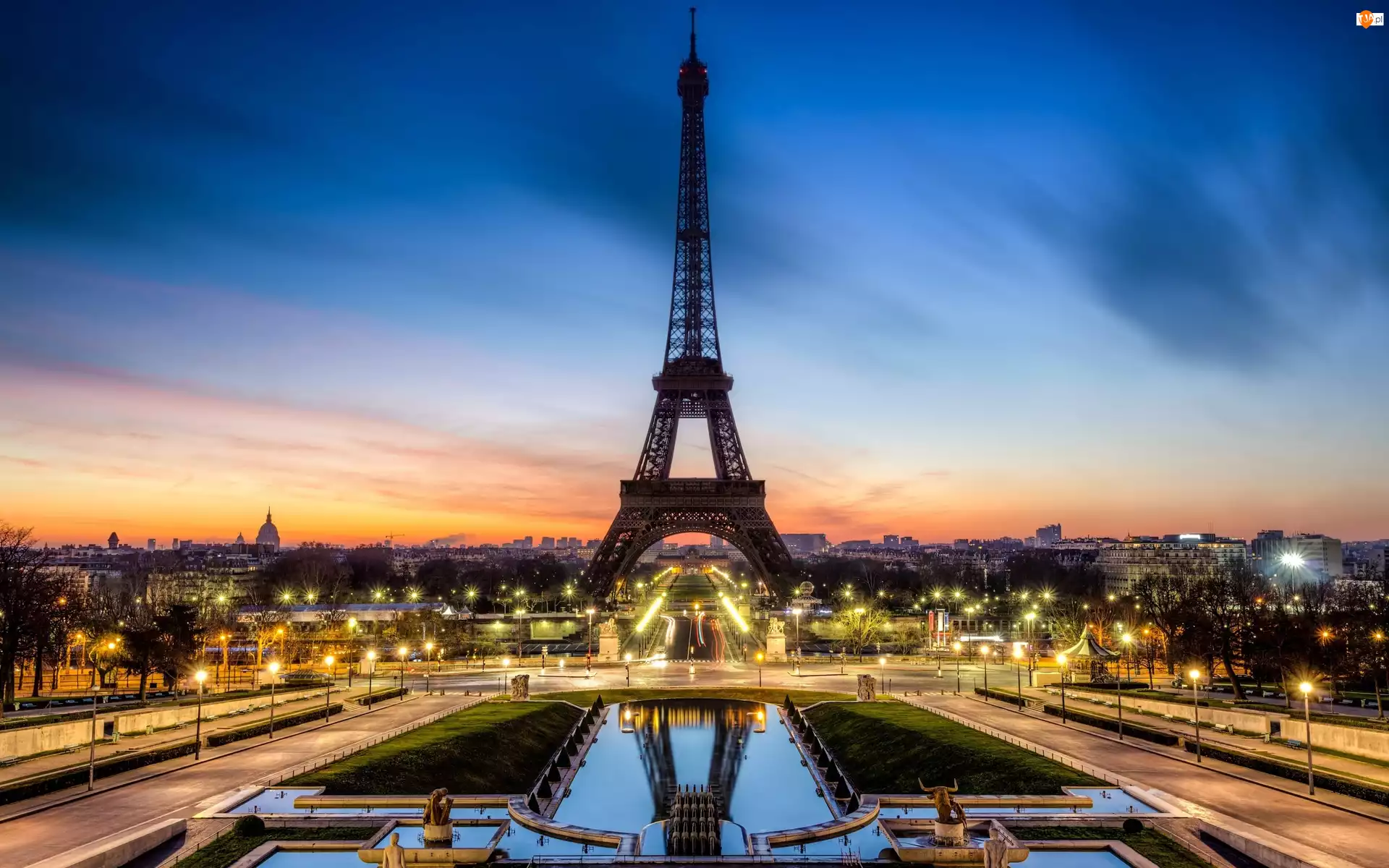Miasta, Eiffla, Panorama, Paryż, Wieża
