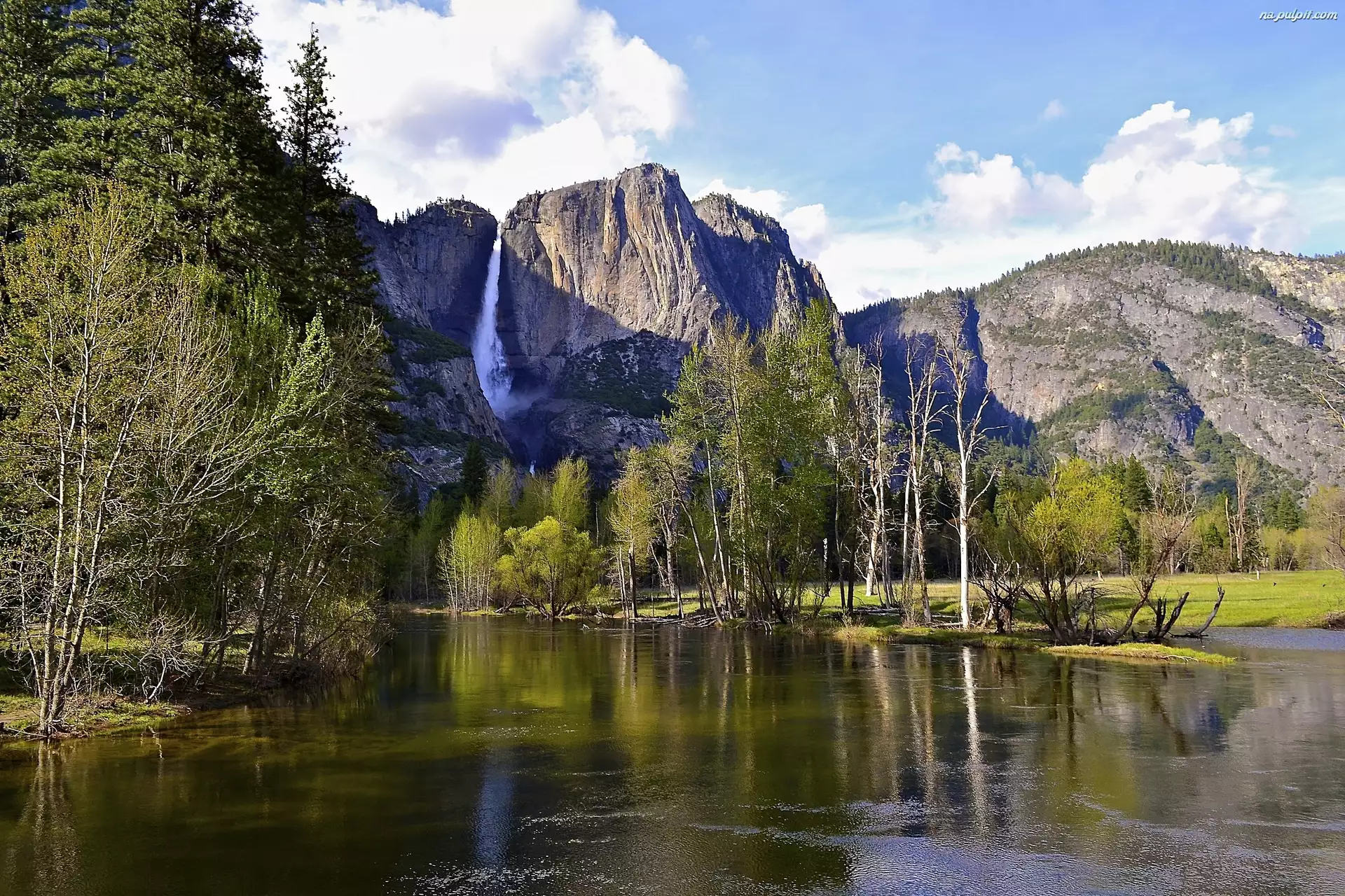 USA, Góry, Las, Rzeka, Park Narodowy Yosemite