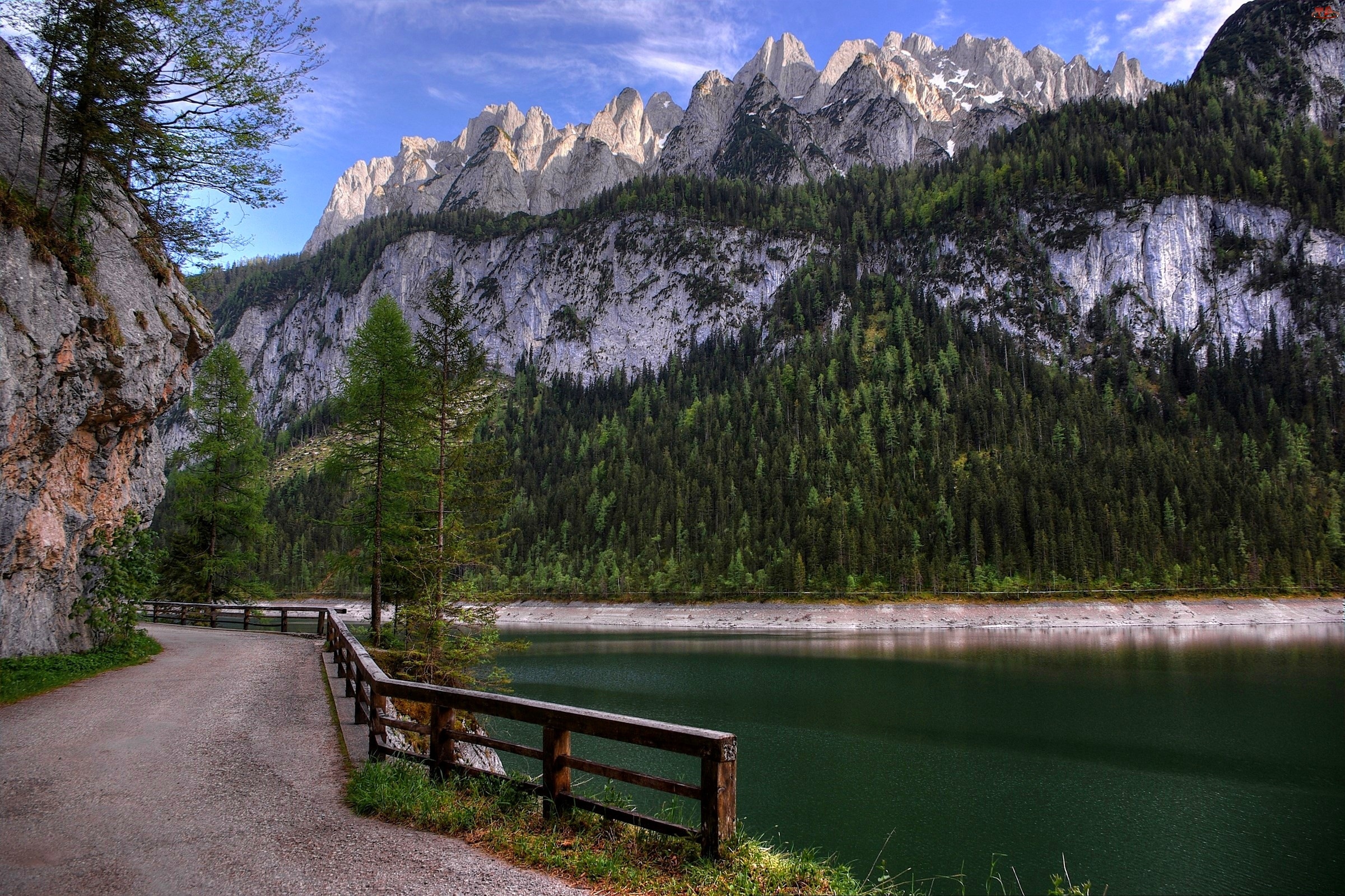 Góry, Austria, Droga, Jezioro Gosau