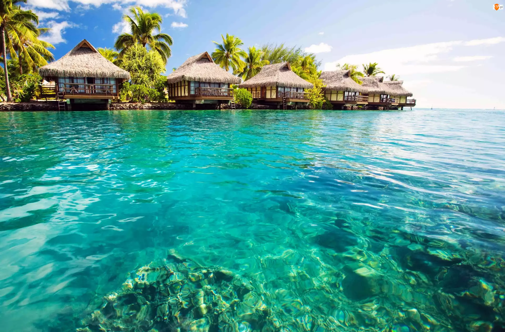 Domki, Malediwy, Morze, Tropiki