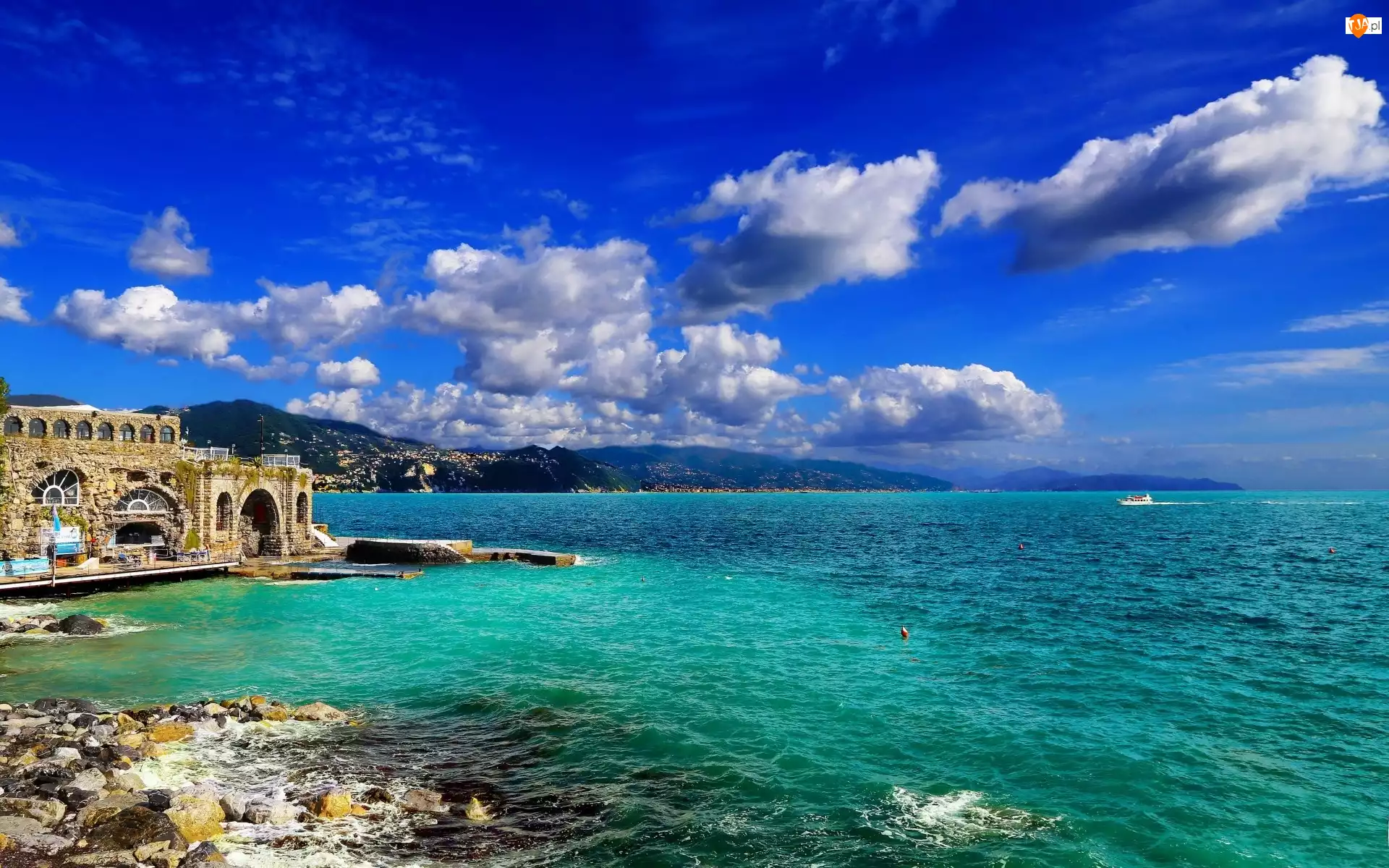 Włochy, Chmury, Portofino, Morze