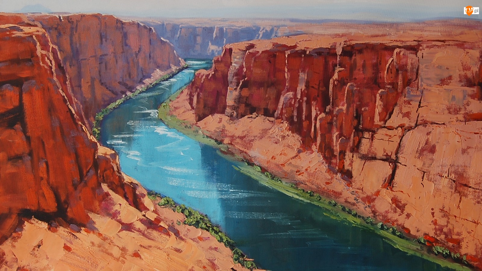 Obraz, Stany Zjednoczone, Rzeka Kolorado, Malarstwo, Kanion, Park Narodowy Wielkiego Kanionu, Stan Arizona