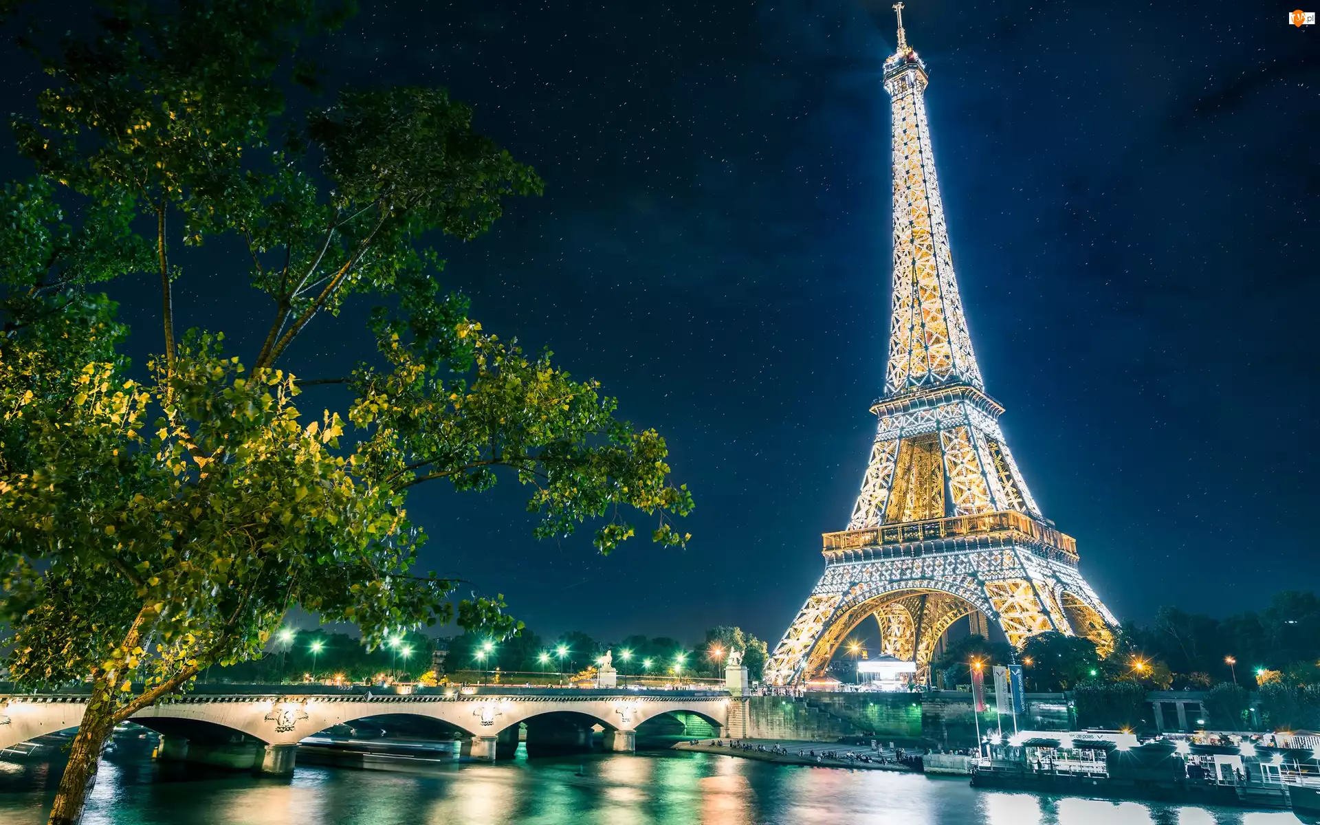 Wieża Eiffla, Paryż, Rzeka, Francja, Most, Sekwana