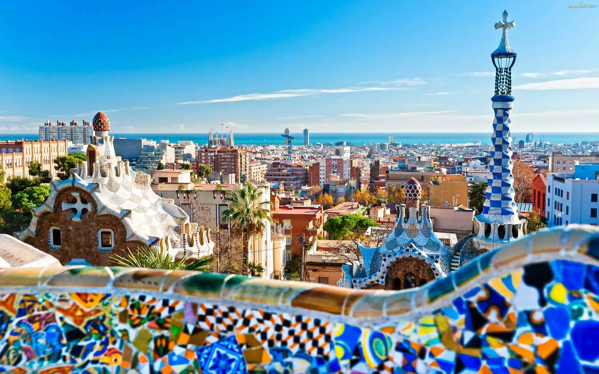 Panorama, Gaudiego, Barcelony, Budynki