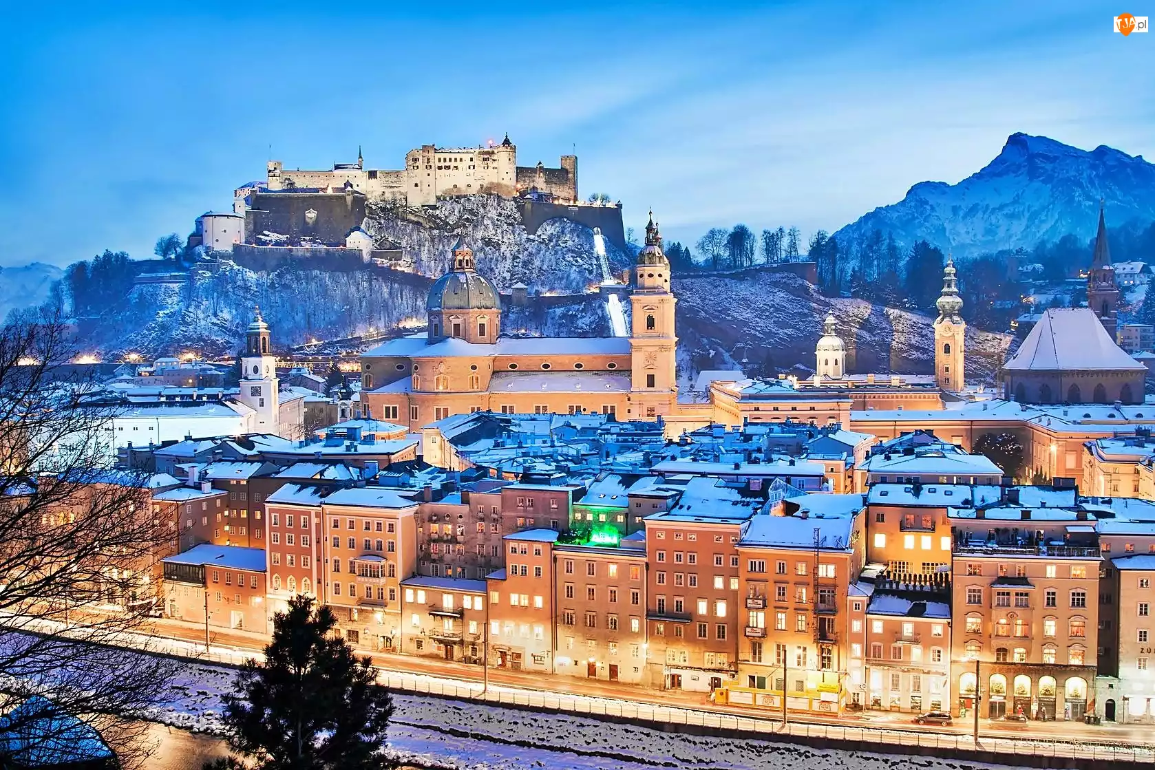 Miasta, Rzeka, Salzburg, Salzach, Panorama, Alpy