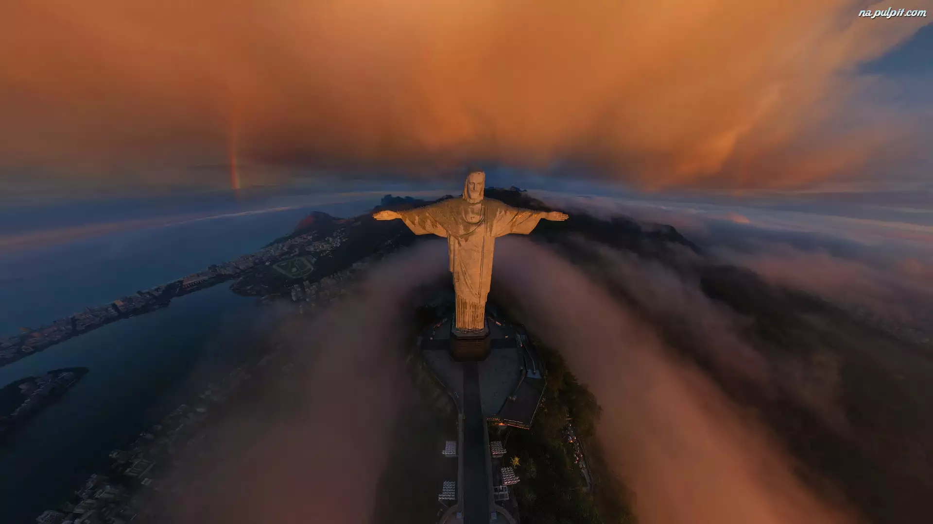 Mgła, Brazylia, Statua Chrystusa Zbawiciela, Rio de Janeiro, Chmury