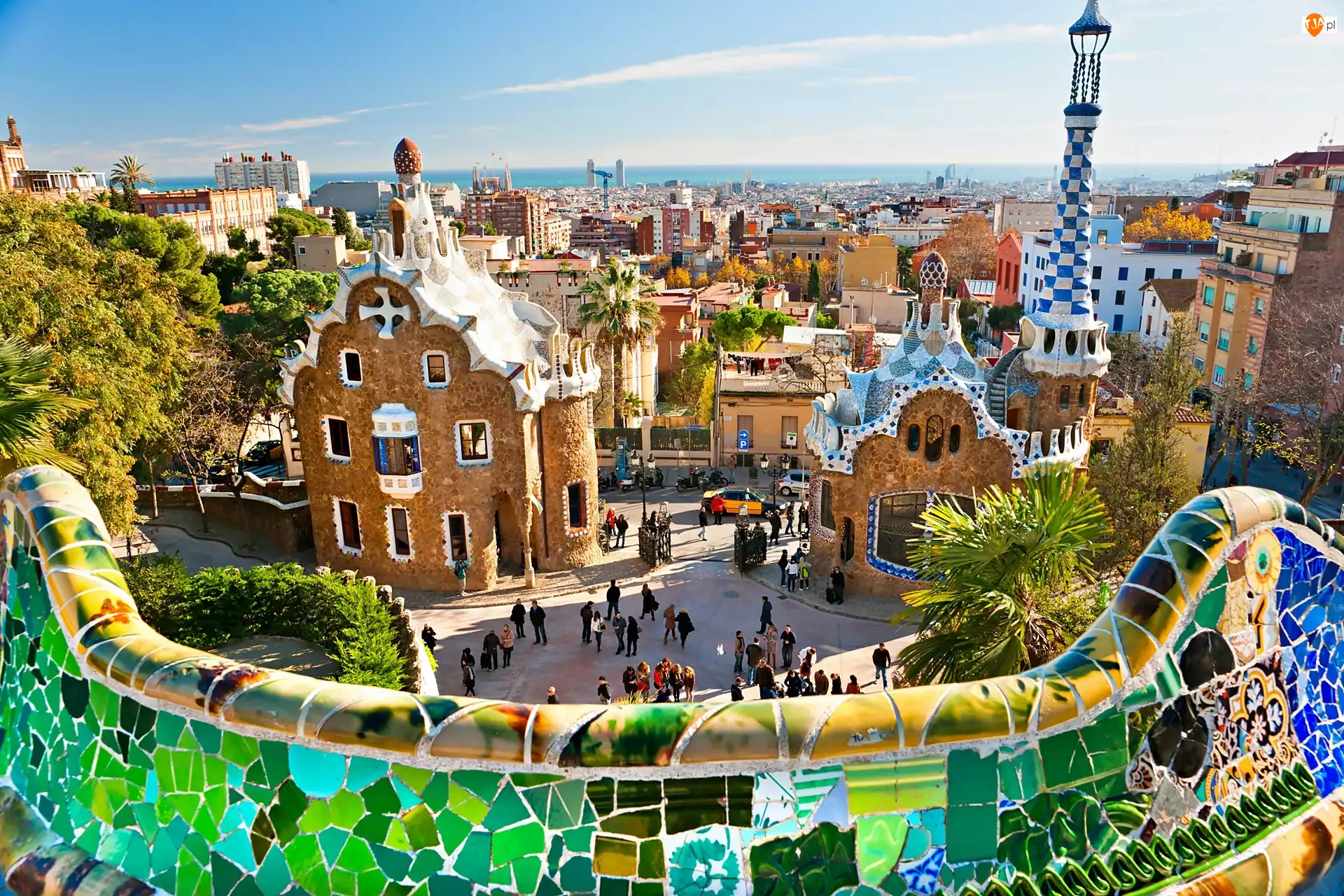 Panorama, Projektu, Modernistyczne, Barcelona, Miasta, Budynki, Gaudiego