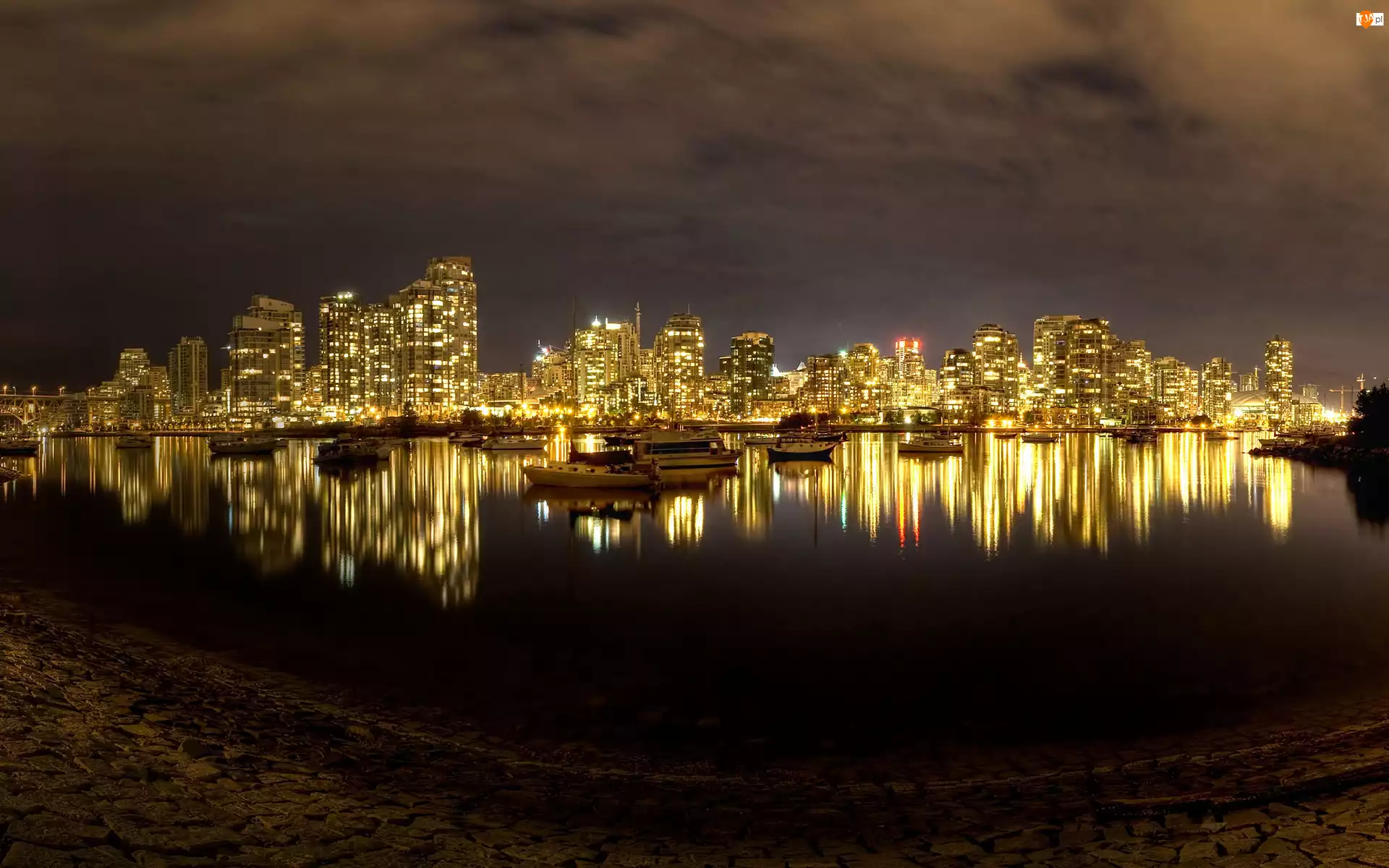 Miasto, Kanada, Nocą, Vancouver