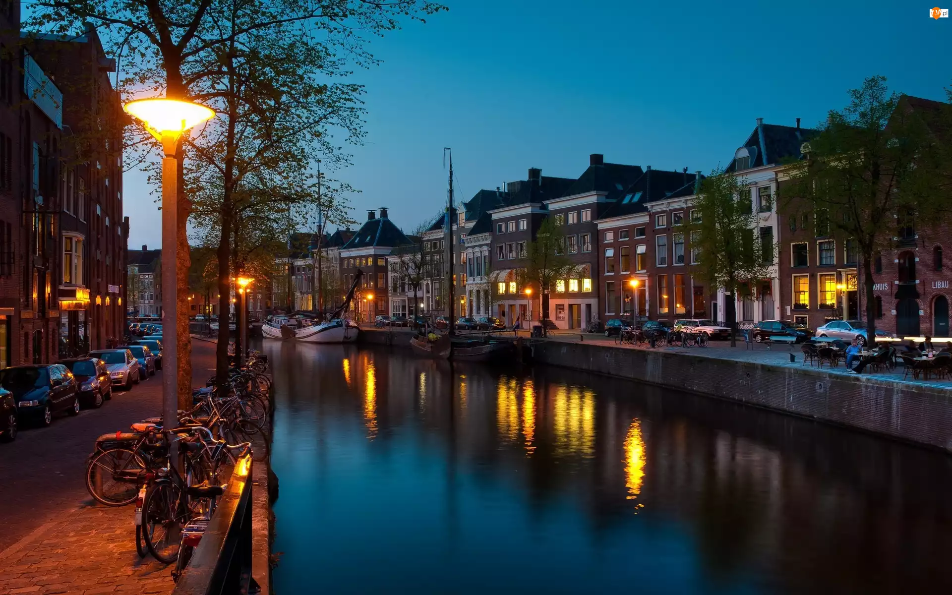 Rzeka, Amsterdam, Nocą