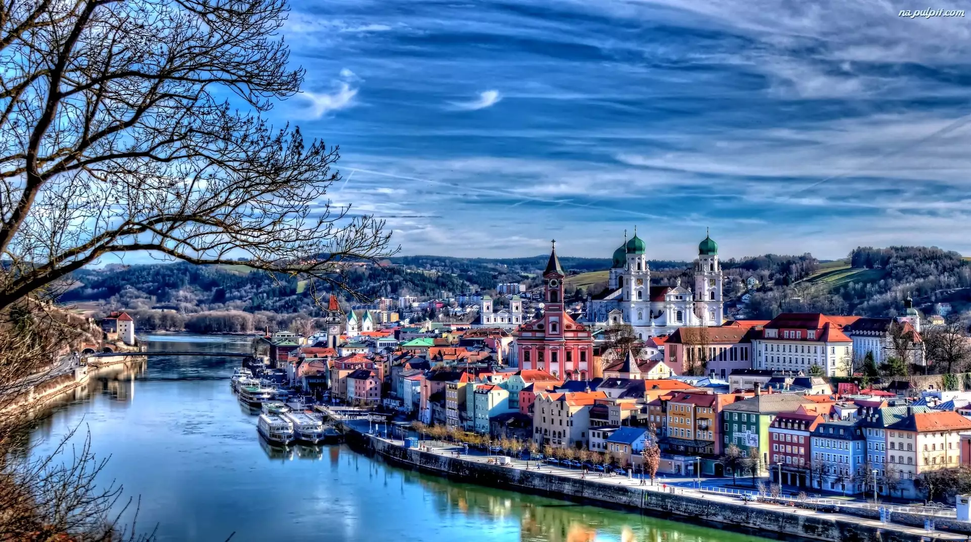 Miasta, Niemcy, Panorama, Rzeka, Passau