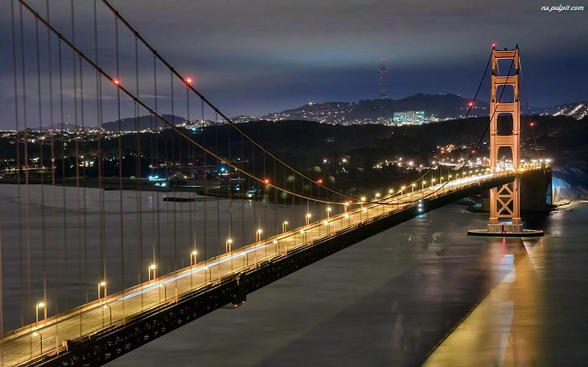 Nocą, Golden Gate, Francisco, San, Most