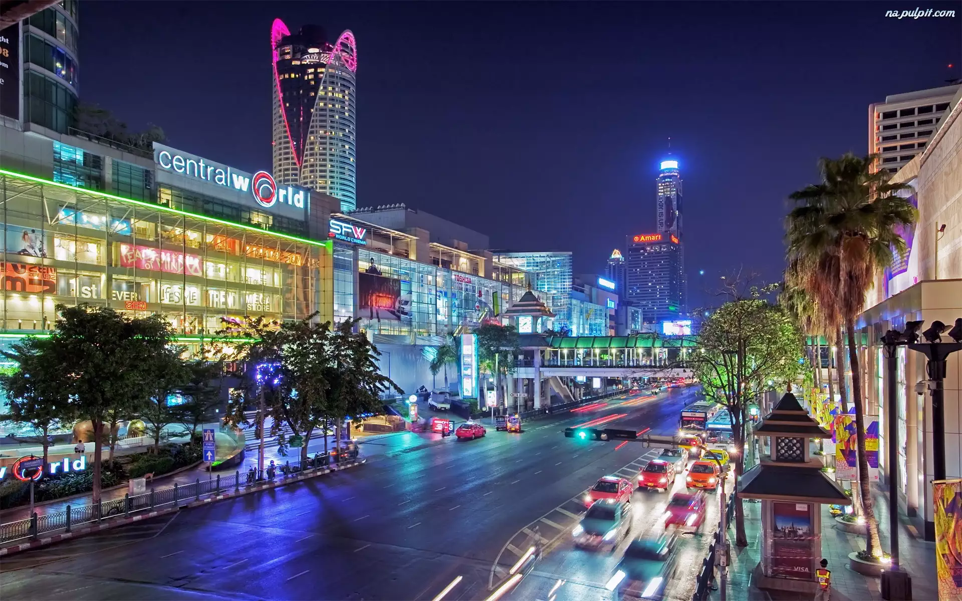Miasto, Noc, Bangkok, Tajlandia