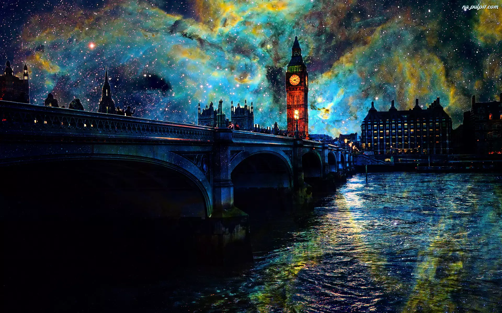 Most, Rzeka, Londyn, Grafika, Big Ben