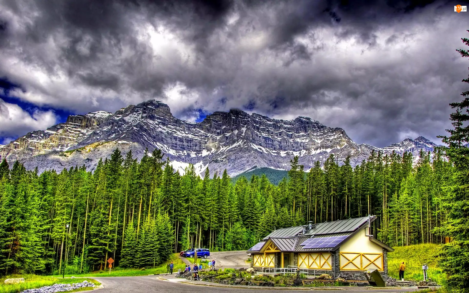 Dom, Chmury, Las, Narodowy, Góry, Banff, Droga, Park