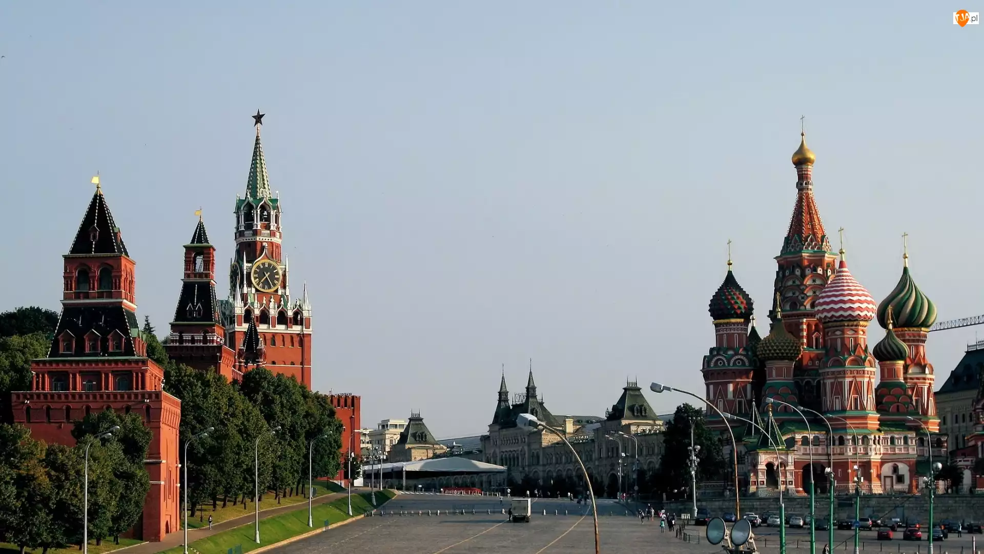 Kreml, Cerkwie, Panorama, Rosja, Moskwa, Miasta