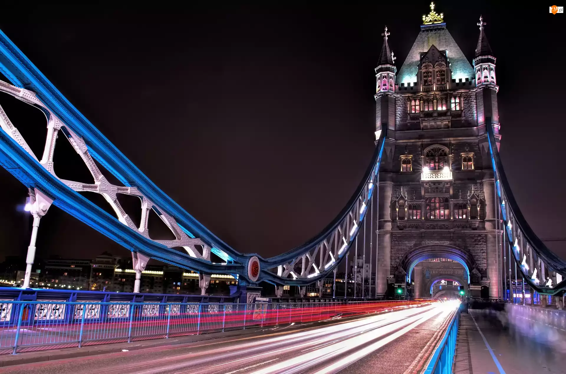 Most, Noc, Londyn, Anglia, Tower Bridge