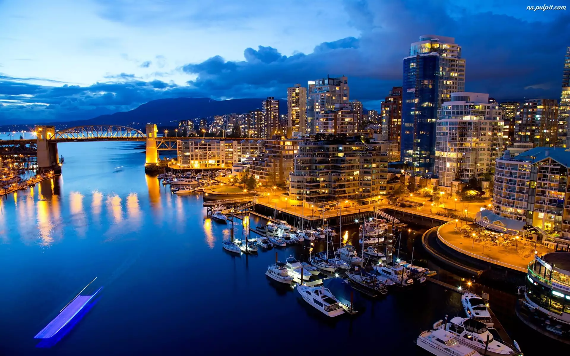 Przystań, Kanada, Most, Vancouver, Jachty