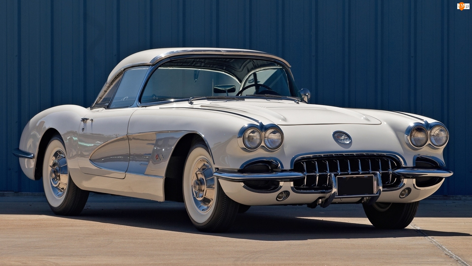 Corvette, 1958, Biały, Zabytkowy, Chevrolet, Stingray