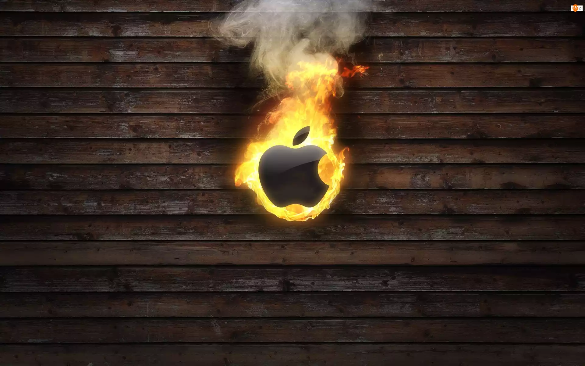 Apple, Deski, Logo, Płomienie