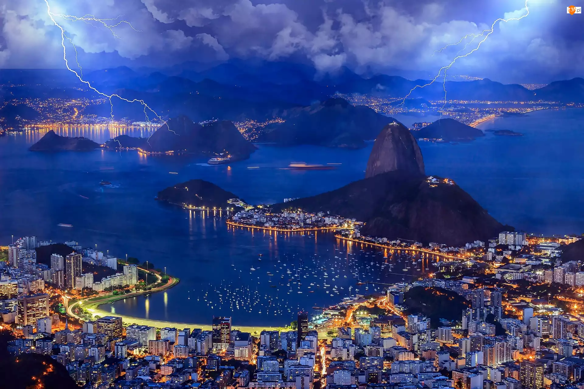 Burza, Miasto, Rio de Janeiro, Brazylia, Pioruny
