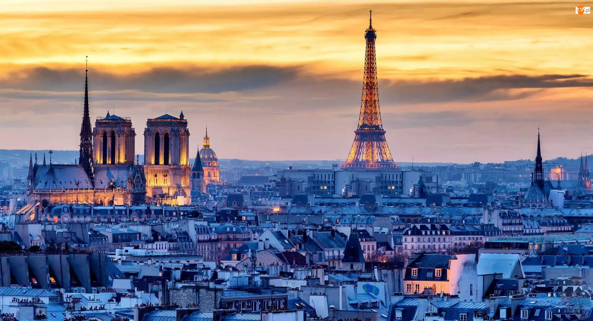 Eiffla, Wieża, Domów, Francja, Dachy, Paryż