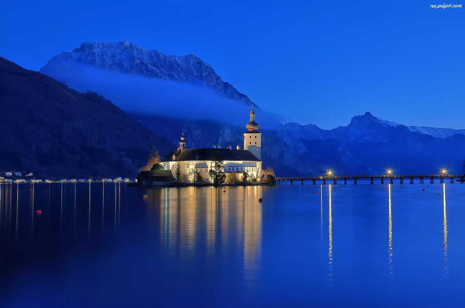 Jezioro Traunsee, Austria, Zamek Ort, Gmunden, Góry