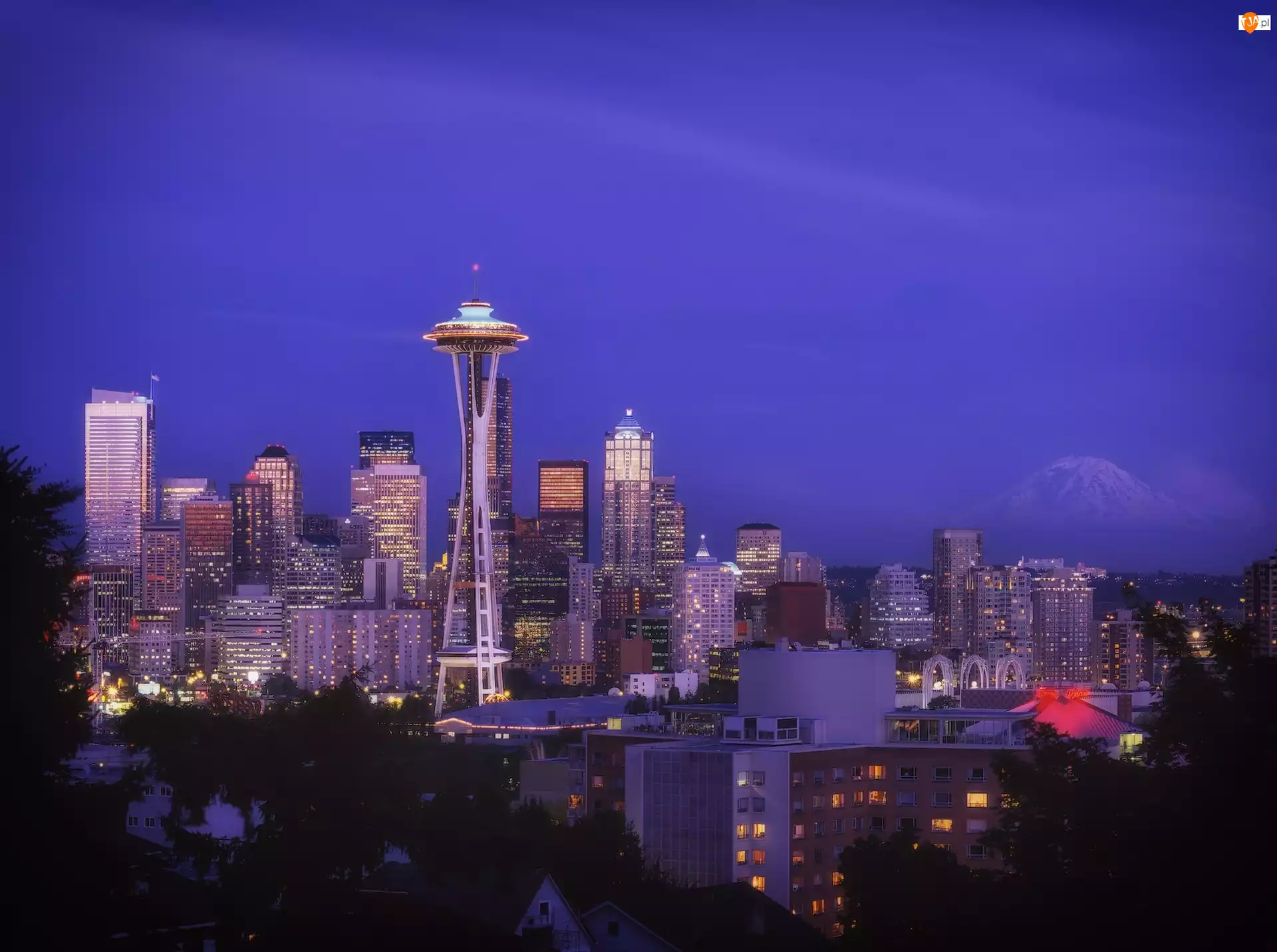 Miasto nocą, Seattle, Stany Zjednoczone