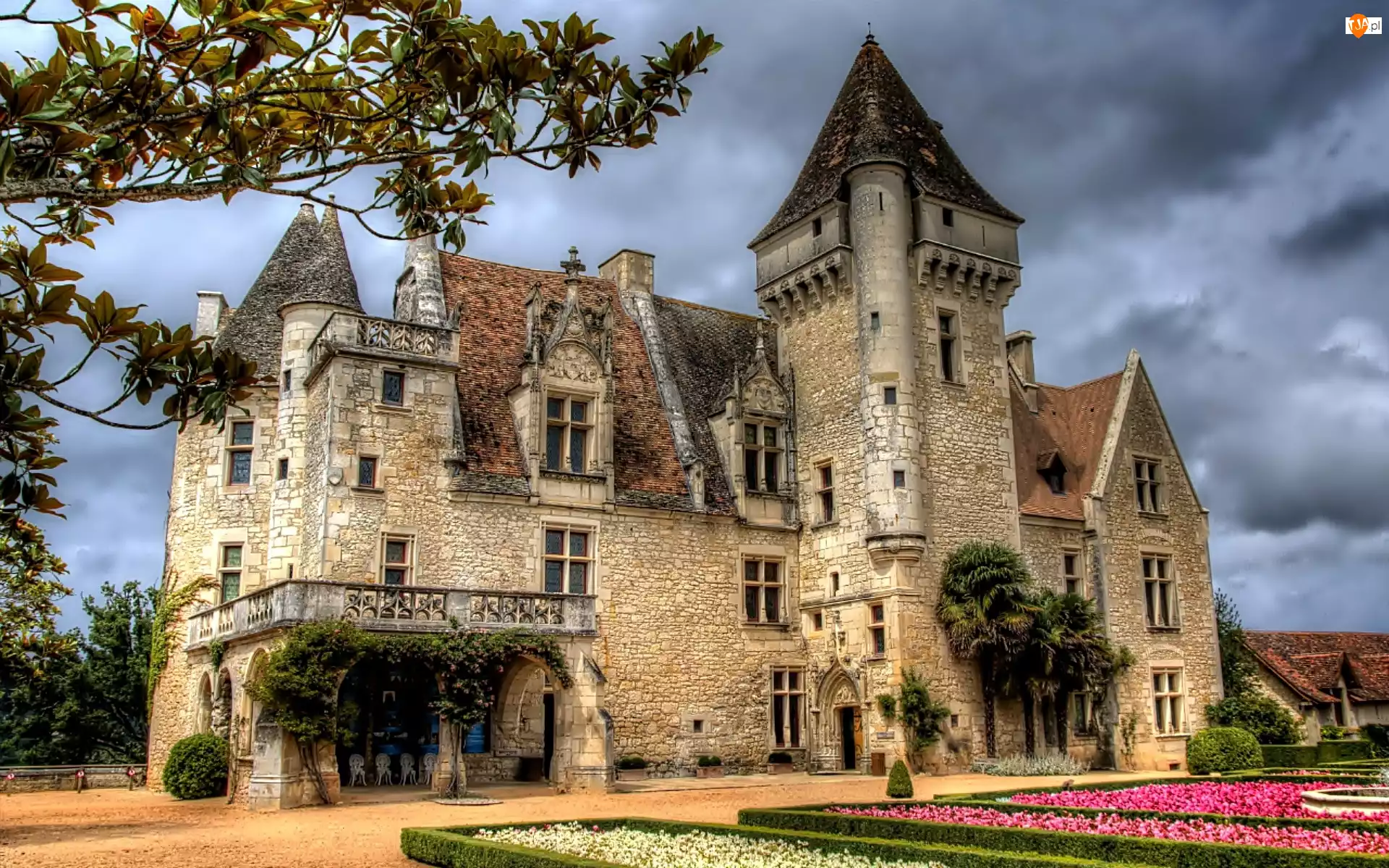 Kwiaty, Francja, Zamek